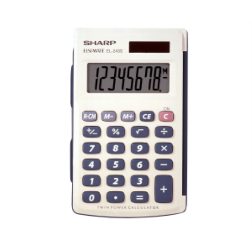 Sharp EL243S 8-Digit Hand-held Calculator ? Twin Power Solar & Battery with Protective Cover