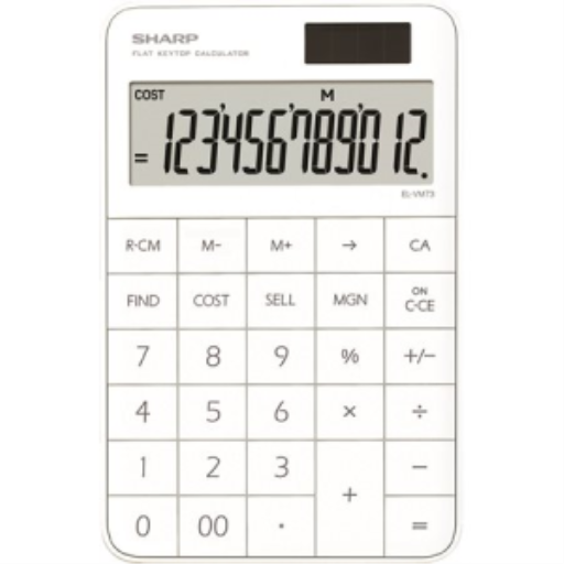 SHARP EL-VM73WH 12-Digit Flat Keytop Calculatrice de bureau with Cost/Sell/Margin Functions