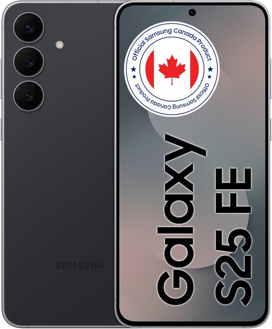 Téléphone Samsung Galaxy S25 FE (Version canadienne et garantie) - Noir Jet, 128 Go, Galaxy AI, Écran AMOLED 2X de 6,7 pouces, 50MP