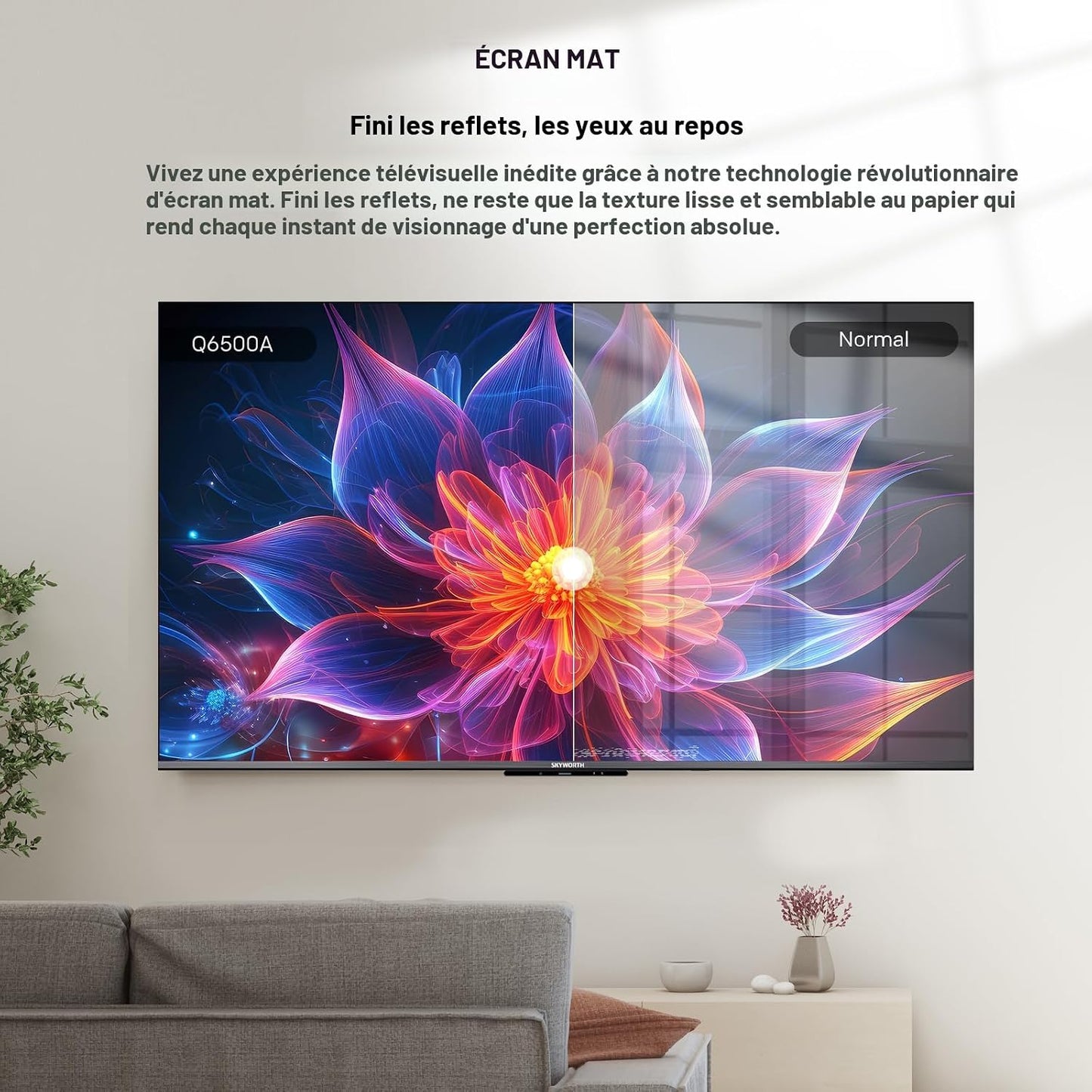 SKYWORTH 55 po QLED +GOOGLE TV AVEC ASSISTANT GOOGLE ÉCRAN UHD