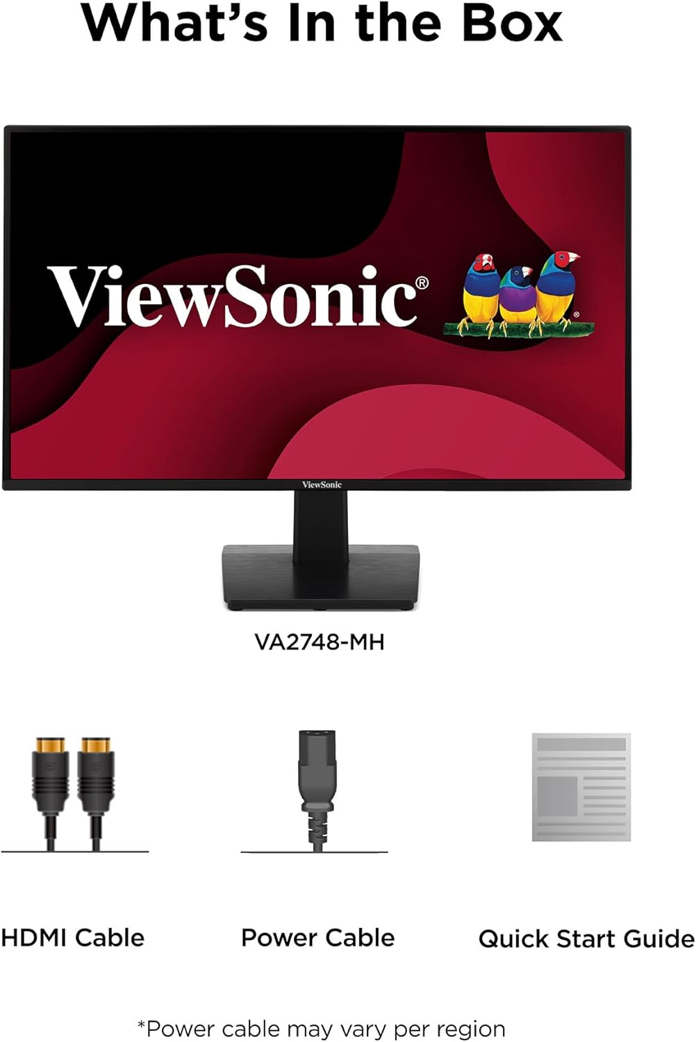 ViewSonic Moniteur ergonomique 27 pouces 1080p 120Hz avec taux de rafraîchissement variable, HDMI et VGA.