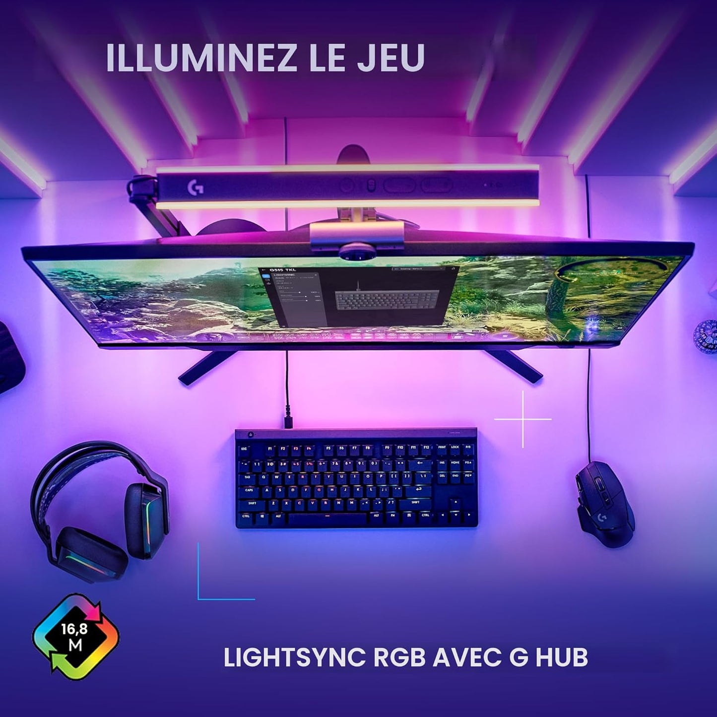 Logitech Gaming 515 TKL Clavier de jeu filaire à profil bas, RVB entièrement personnalisable, touches PBT à double tir, commutateurs tactiles/marron – Noir