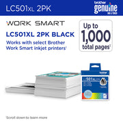 Brother LC501XL2PKS cartouche d'encre 2 pièce(s) Original Rendement élevé (XL) Noir — image 3