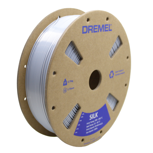 3D Silk PLA Filament Spool, 1.75mm Diameter, Silver 0.75kg