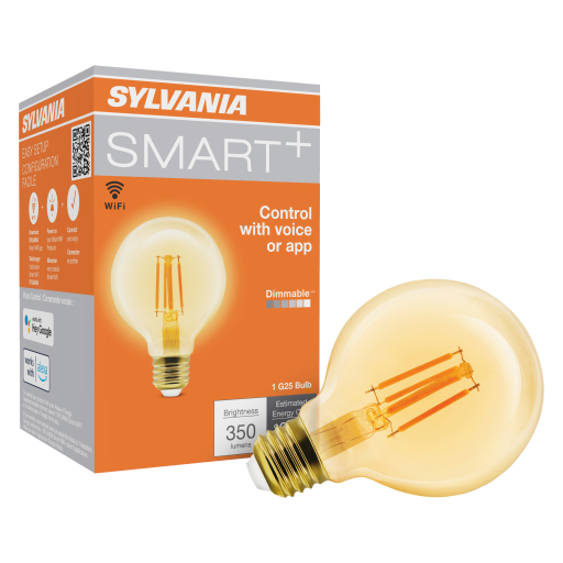 Ampoule intelligente WiFi LEDVANCE SMART+ — filament ambre G25, 2000 K