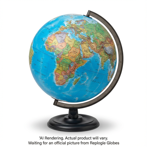 Globe terrestre Replogle Traveler — 12 po / 30 cm, océan bleu, de bureau, français