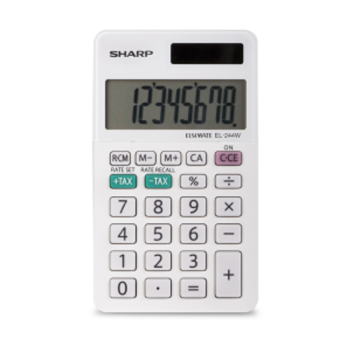 Sharp EL244WB Professional Pocket Calculator ? 8-Digit Extra-Large Display & Twin-Power