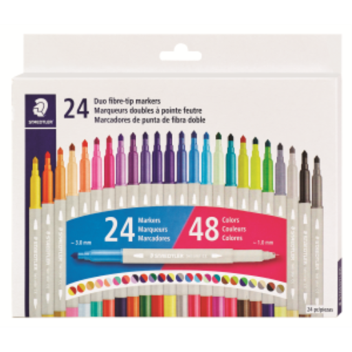 Marqueurs à deux pointes STAEDTLER Twin Colour — 24 couleurs (3280-C24LU)