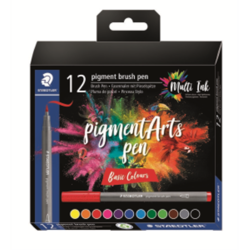 Feutres pinceaux STAEDTLER Pigment Arts — 12 couleurs de base (371-C12-1-10-35)