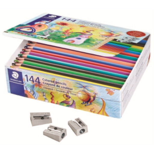 Crayons de couleur STAEDTLER — boîte classe de 144 pièces, 12 couleurs (177-C144A6)