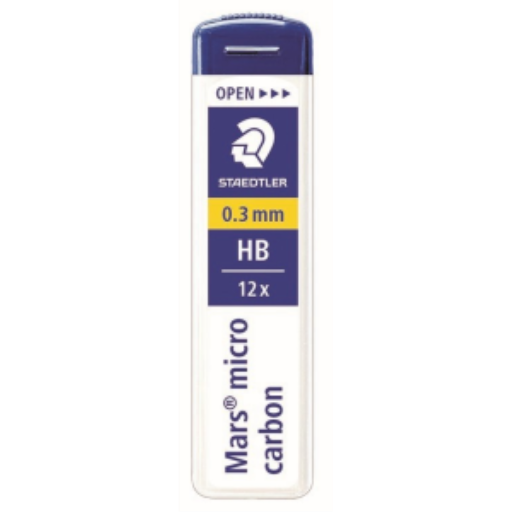 Mines STAEDTLER Mars micro carbon — 0,3 mm HB, 12 pièces (250-03-HB-02)