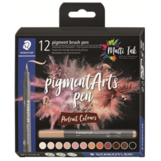 Feutres pinceaux STAEDTLER Pigment Arts — 12 couleurs portrait (371-C12-4-10-35)