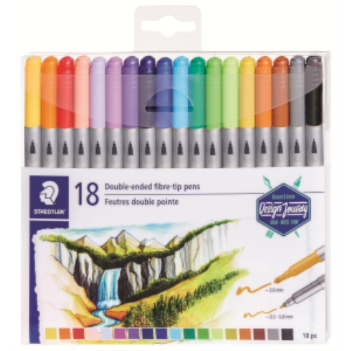 Double-ended fibre-tip pens 18pcs (VE6)