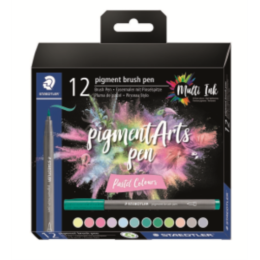 Feutres pinceaux STAEDTLER Pigment Arts — 12 pièces, couleurs pastel