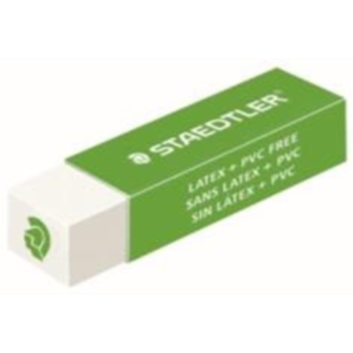 Gomme à effacer STAEDTLER Mars Plastic — blanche avec étui vert