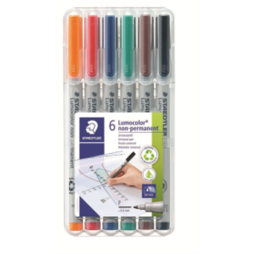 Marqueurs non permanents STAEDTLER Lumocolor — 6 pièces, pointe fine