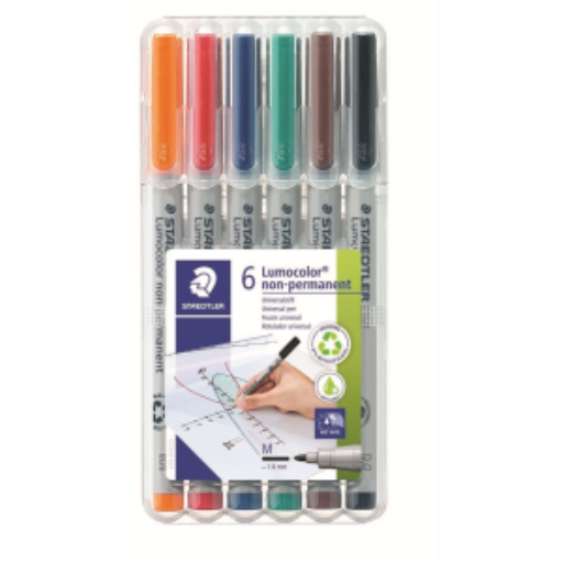 Marqueurs non permanents STAEDTLER Lumocolor — 6 pièces, pointe moyenne