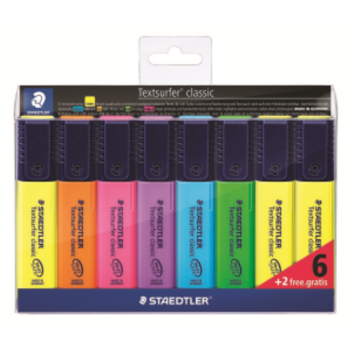 Surligneurs STAEDTLER Textsurfer Classic — 8 pièces assorties