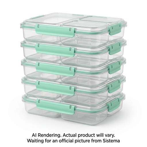Sistema To Go Contenants repas/préparation avec séparateurs et attaches, 820 mL, sans BPA, 5 Pack