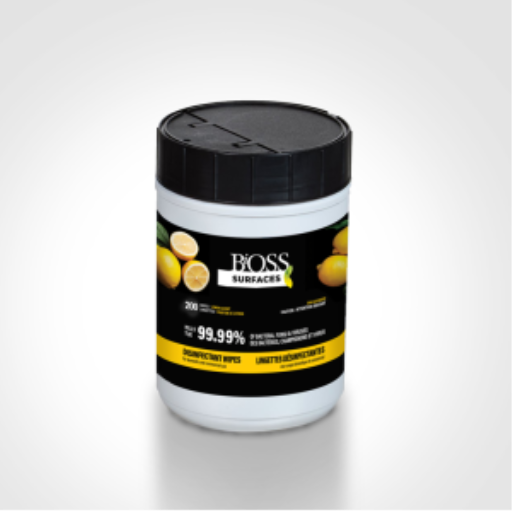 BiOSS | Lingettes d?sinfectantes pour surfaces - 200 - Parfum citron