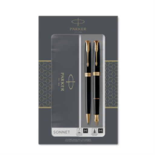 Coffret cadeau Parker Sonnet — stylo bille et stylo-plume, noir/or