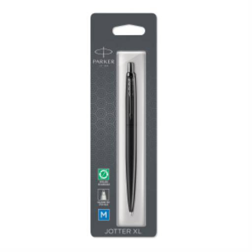 Parker Jotter XL Ballpoint Pen, Monochrome Matte Black, Medium Point, Blue Ink, Blister Pack