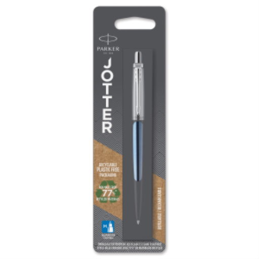 Parker Jotter Ballpoint Pen, Waterloo Blue, Medium Point Blue Ink