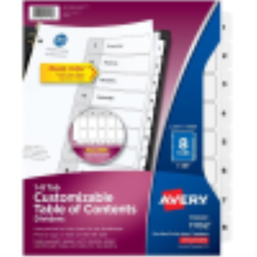 Séparateurs Avery Ready Index® — 8 onglets, 1 ensemble, laser/jet d’encre (11132)