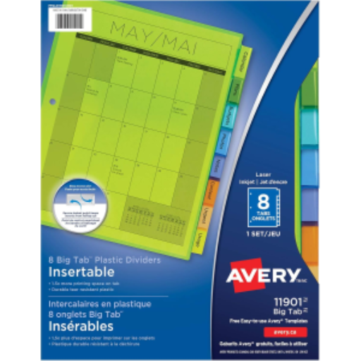 Séparateurs en plastique — 8 onglets, 1 ensemble, multicolore (11901)