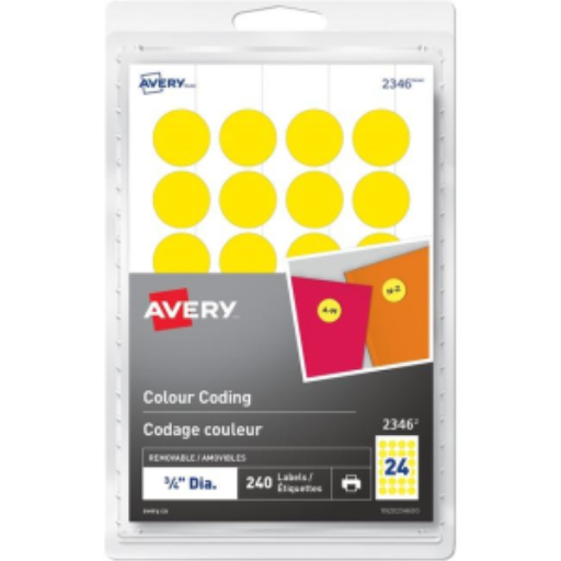 Étiquettes Avery — laser/jet d’encre, amovible, jaune (2346)