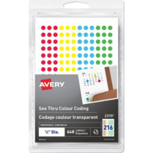 Étiquettes Avery — amovible, couleurs assorties (2370)