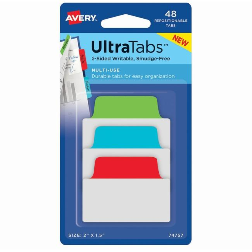 Onglets Avery UltraTabs — couleurs primaires (74757)