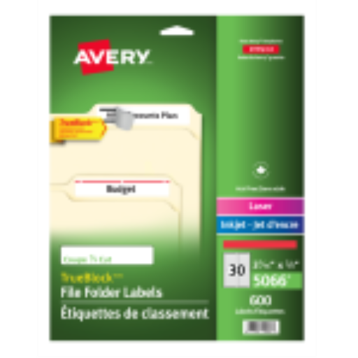 Étiquettes de classement Avery — 3 7/16 x 2/3 po, permanent (5066)