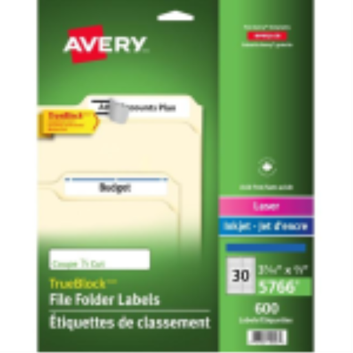 Étiquettes de classement Avery — 3 7/16 x 2/3 po, permanent (5766)