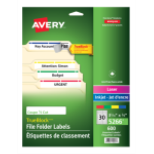 Étiquettes de classement Avery — 3 7/16 x 2/3 po, permanent (5266)
