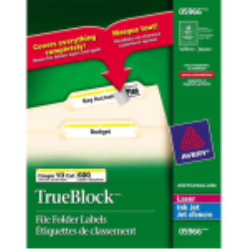 5966 FILING LABELS, TRUEBLOCK, 37/16" X 2/3", PERMANENT, YE