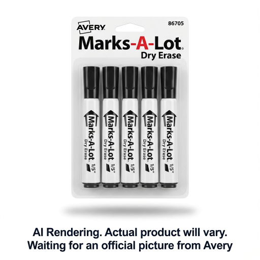 Marqueurs pour tableau blanc Avery Marks-A-Lot — 5/pqt, noir (86705)
