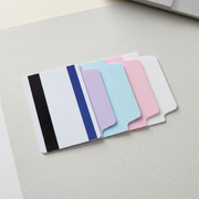 A scale photo shows a pastel Avery UltraTab (Lavender) being affixed to the edge of a plastic ID card, illustrating its actual 1.5-inch width.