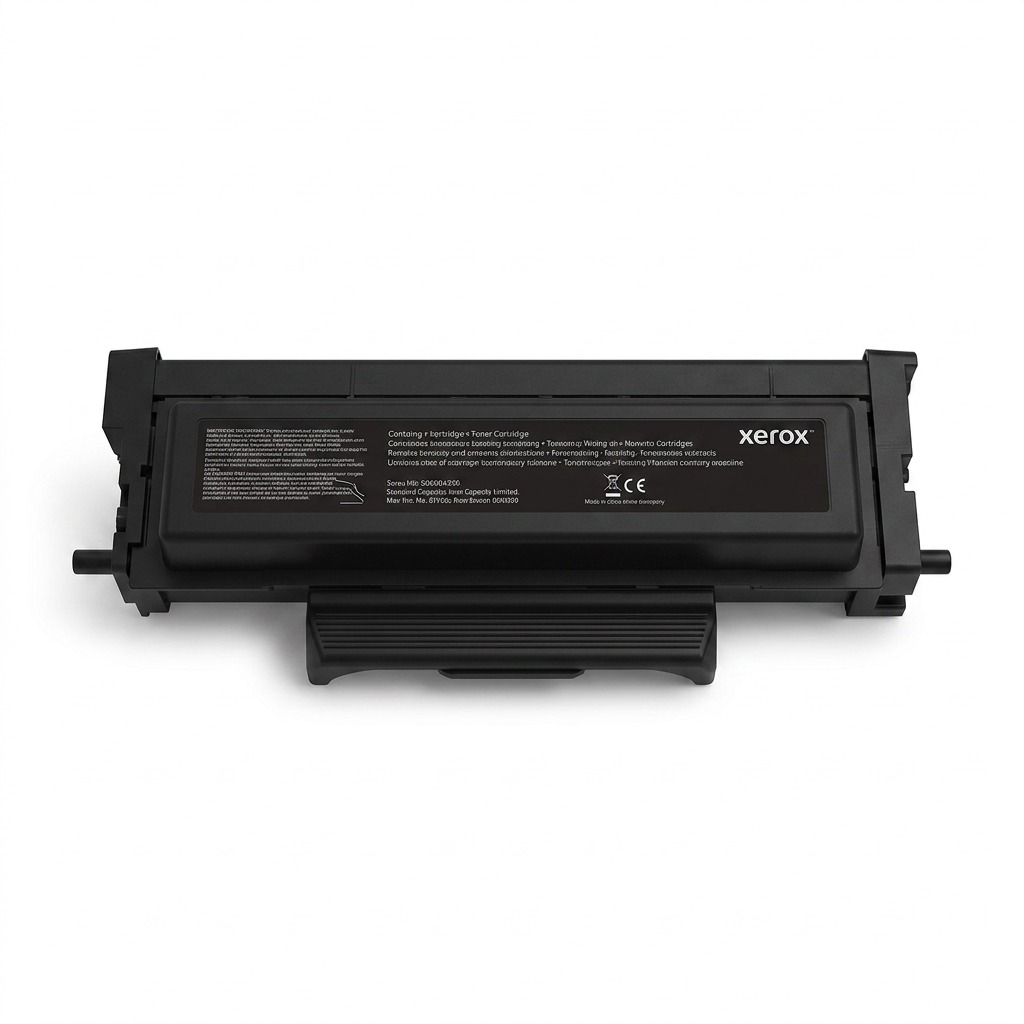 A high-resolution, centered view of a black Xerox 006R04399 genuine standard capacity toner cartridge.