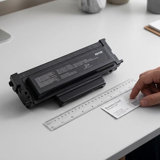 A high-capacity Xerox 006R04400 black toner cartridge next to a standard 30cm ruler.