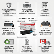 An infographic showing the trust and authority of the Xerox 006R04378 high capacity black toner.