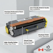 An ecommerce feature graphic of the Balloon Brand Toner, highlighting components like precision gears and the developer roller, translated into customer benefits.