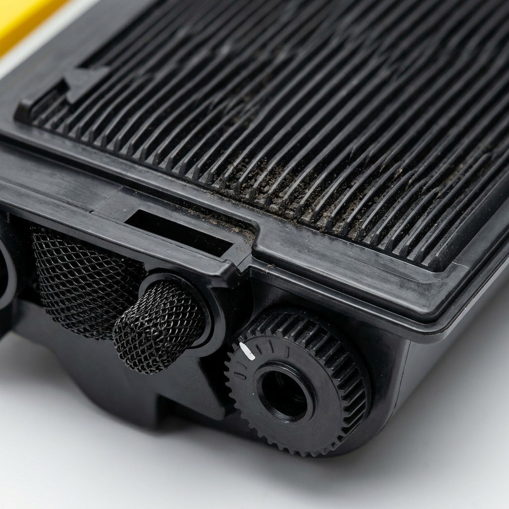 Extreme macro view of the CTTN460 toner cartridge's textured surface and crucial connector interface.