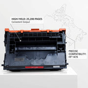 A graphic detailing the features of the black high-capacity toner cartridge.