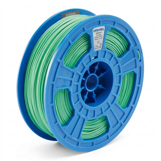 Pure, centered hero shot of a blue spool of mint green 1.75mm PLA filament on a white background.