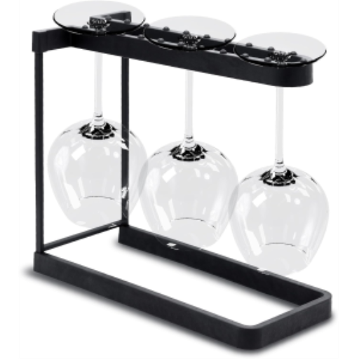 Wine glass rack, charcoal bio composite + stainless steel