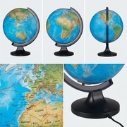 A product matrix image showcasing the globe from three clean, different angles in a grid display.