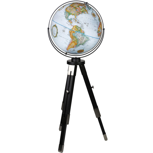 Globe terrestre Willston  sur pied, 16 po / 40,5 cm, océan bleu, anglais