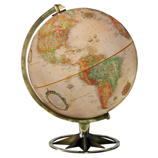 Globe terrestre Compass Rose  antique, anglais