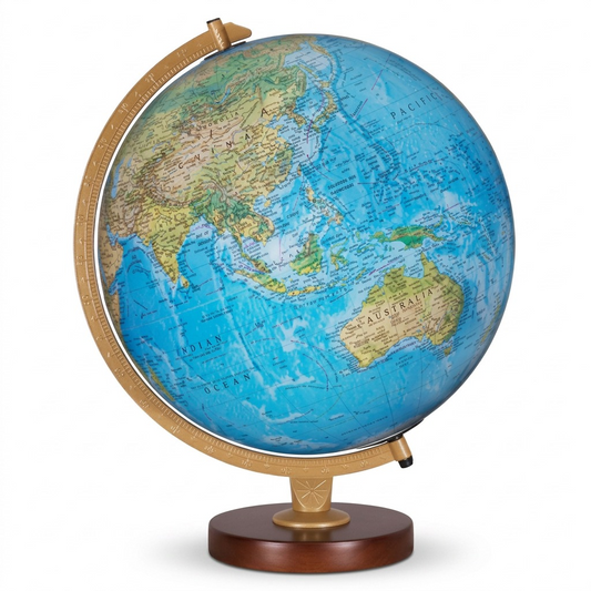 Replogle Livingston Illuminated Desk Globe (86506) high-resolution hero shot on white basis.